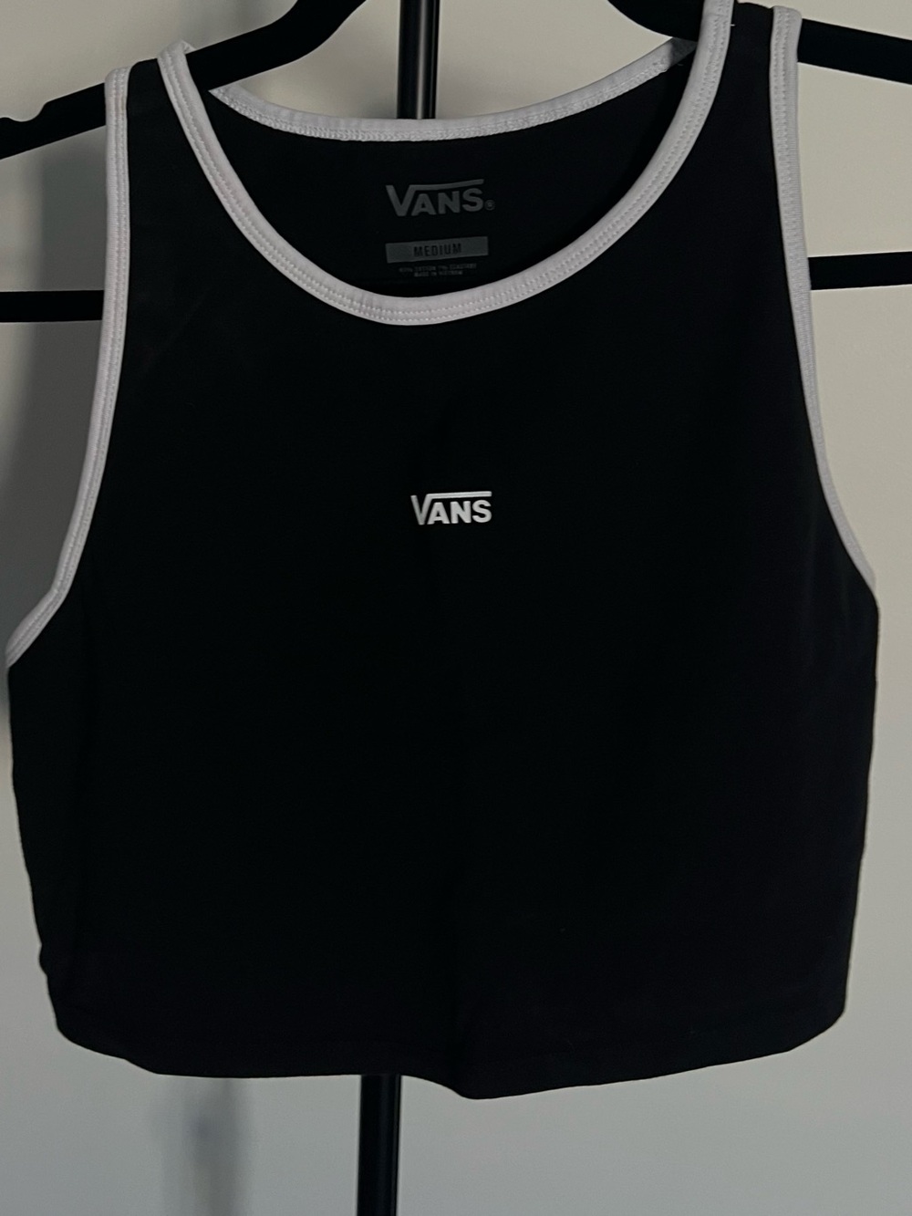 Vans Black Crop Tank with White Trim - Women's